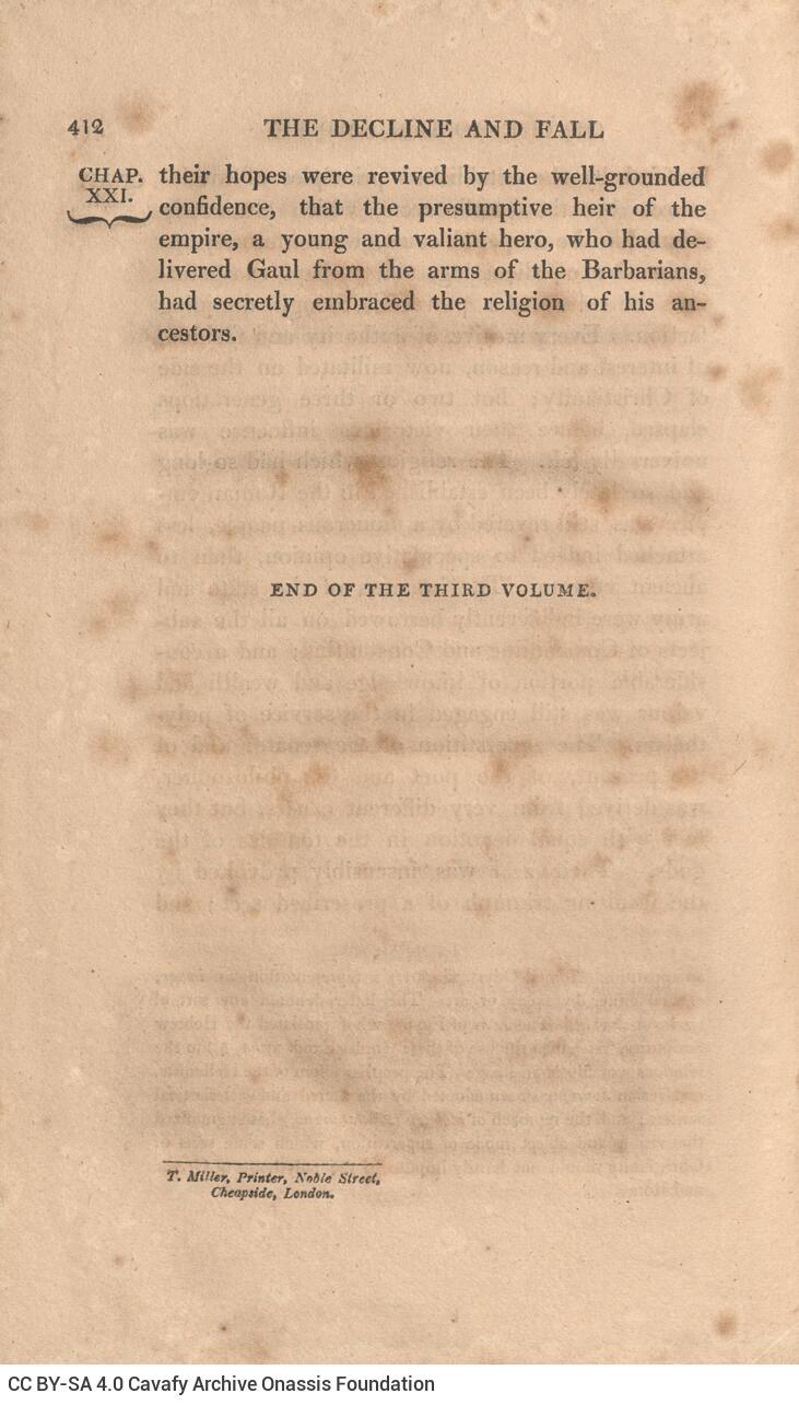 22 x 13,5 εκ. 4 σ. χ.α. + VIII σ. + 412 σ. + 4 σ. χ.α., όπου στο verso του εξωφύλλου ετικέ�